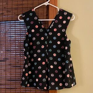 Opening Ceremony Black Top with Multicolor Geometric Design